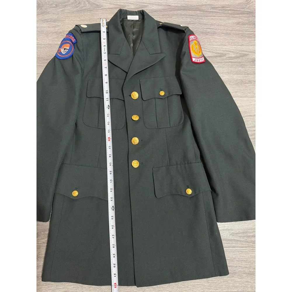 Vintage 1992 US Army Uniform Coat 36L JROTC Dress AG 489 Wool Blend Balboa Patch